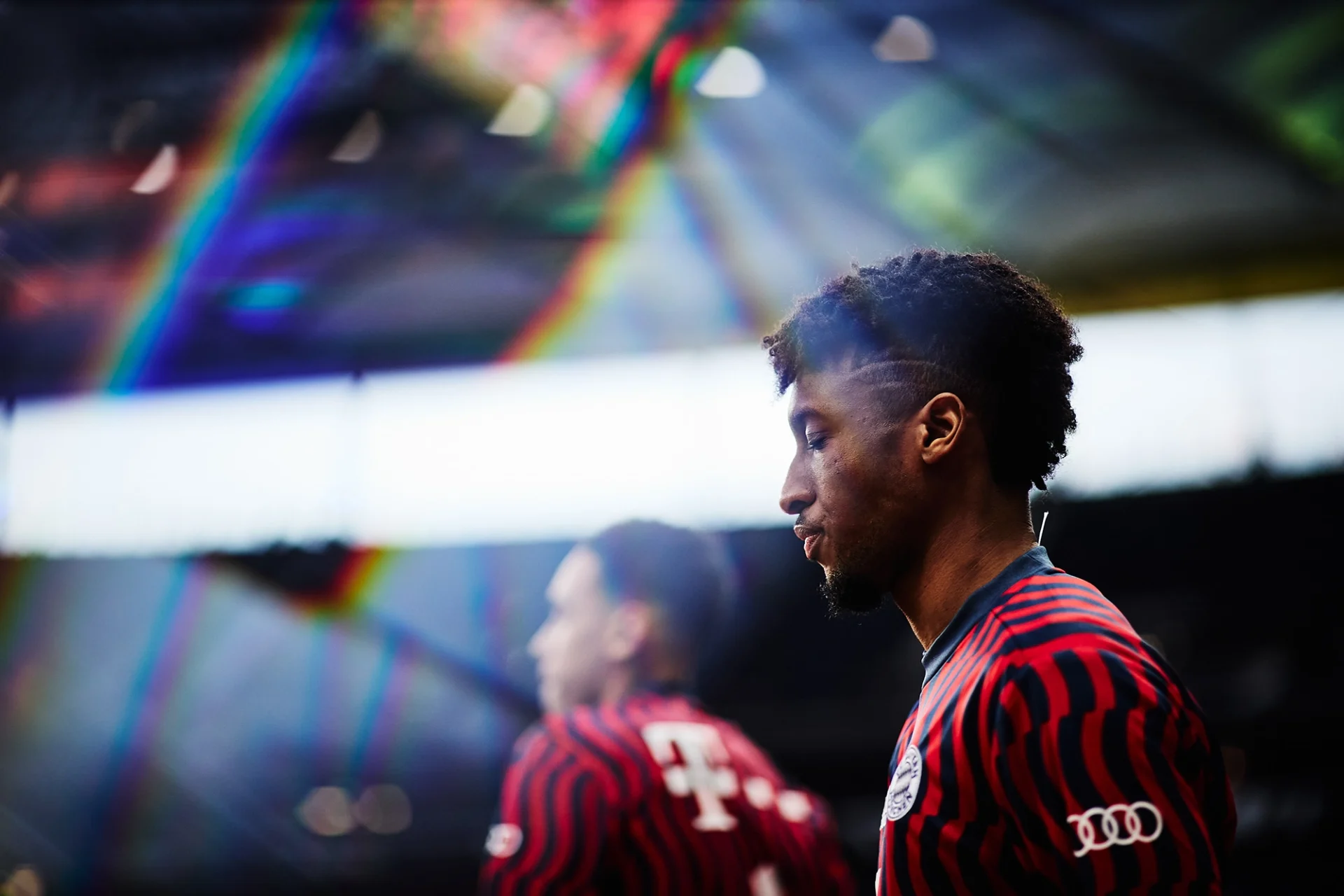 Kingsley Coman of FC Bayern looks on ahead the Bundesliga match between Eintracht Frankfurt and FC Bayern München at Deutsche Bank Park on February 26, 2022 in Frankfurt am Main, Germany.